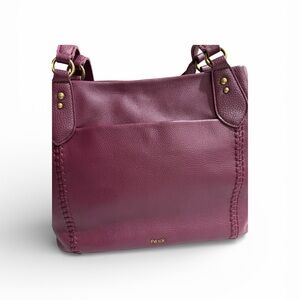 THE SAK Burgundy Leather Tote Shoulder Bag Large Purse